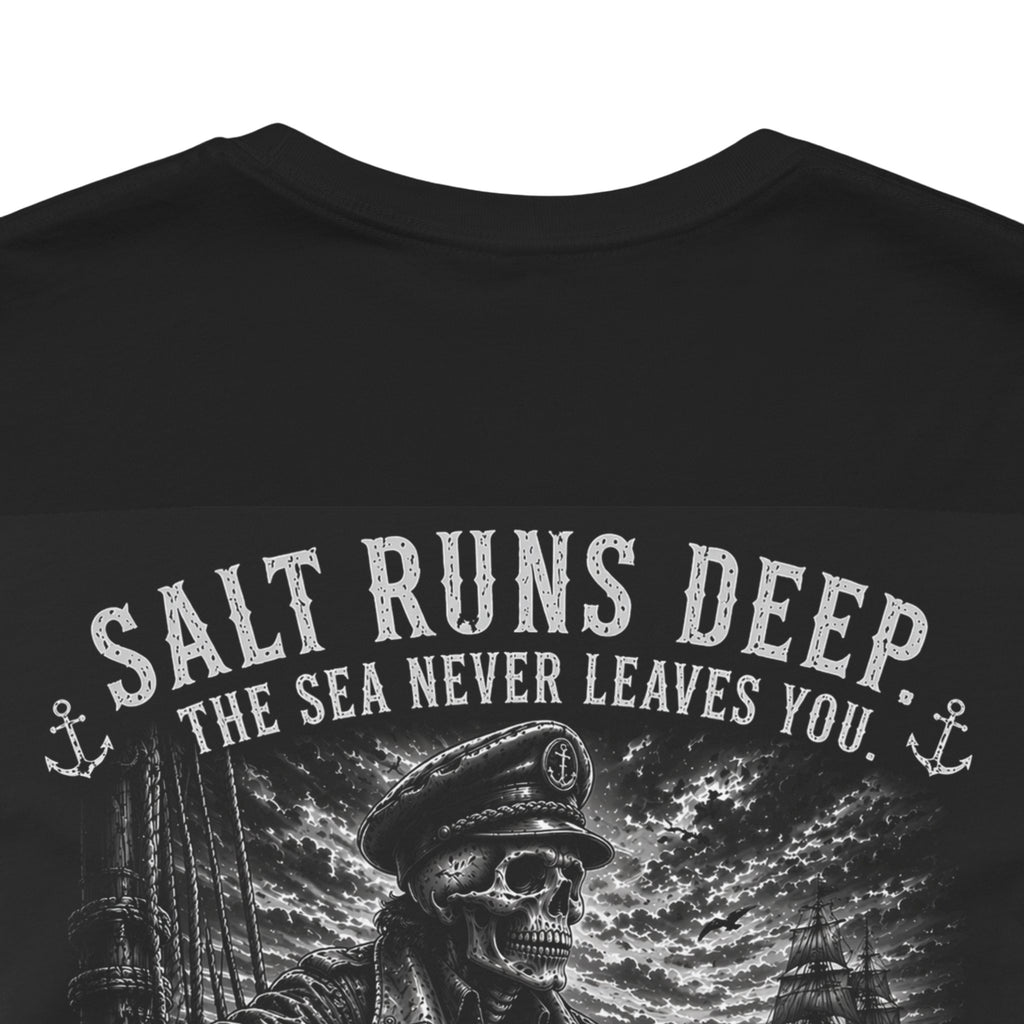 Salt Runs Deep | Navy Veteran T-Shirt | Sailor Skull Graphic Tee | Royal Navy Military Gift | Human Label