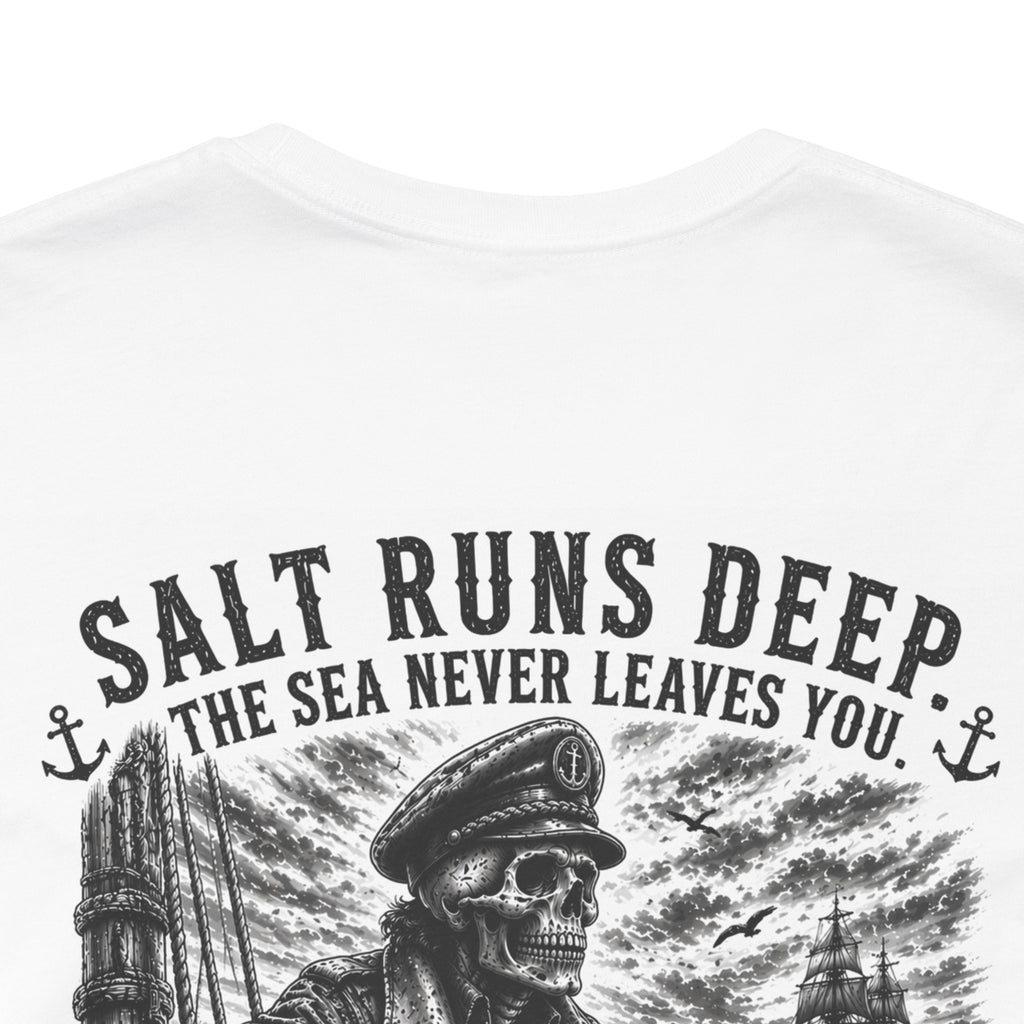 Salt Runs Deep | Navy Veteran T-Shirt | Sailor Skull Graphic Tee | Royal Navy Military Gift | Human Label