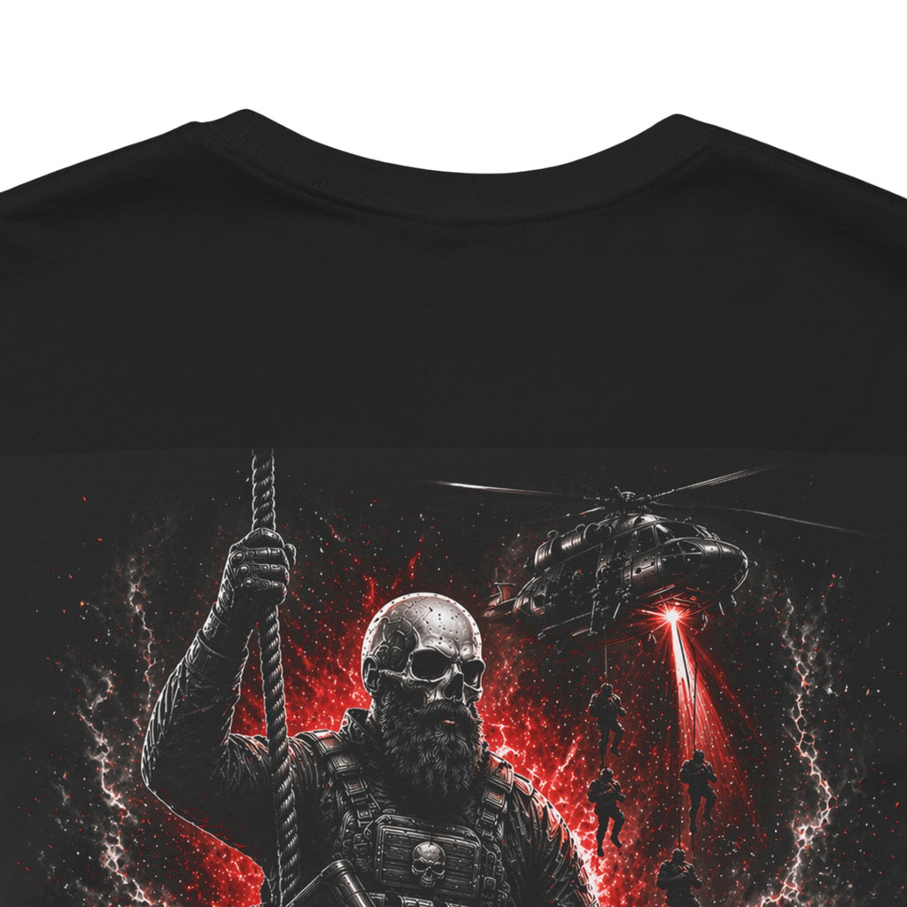 Straight Into Hell | Military Veteran Graphic T-Shirt | Special Forces Skull Tee | Army Airborne Gift | Human Label