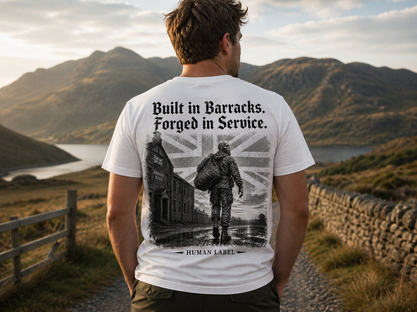 Built In Barracks Forged In Service | British Army Veteran T-Shirt | Military Gift for Him | Ex Forces Tee | Human Label