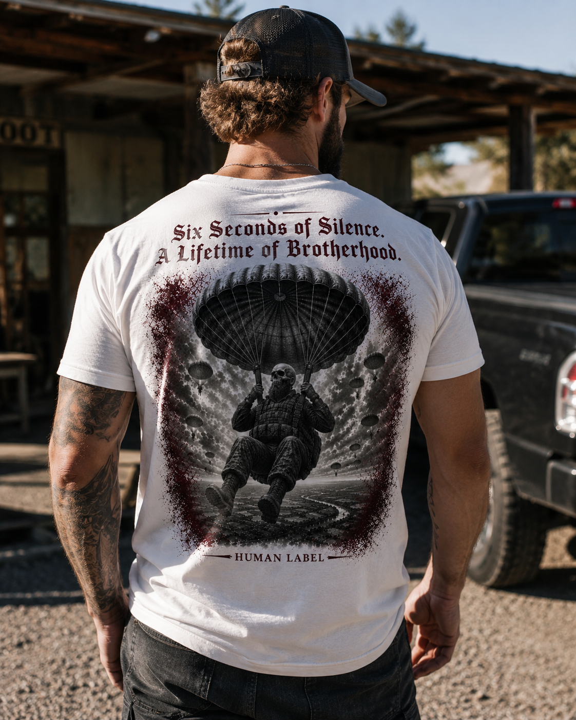 Six Seconds Of Silence Airborne T-Shirt | Parachute Regiment Veteran Tee | Para Brotherhood Gift | Military Skull Shirt | Human Label