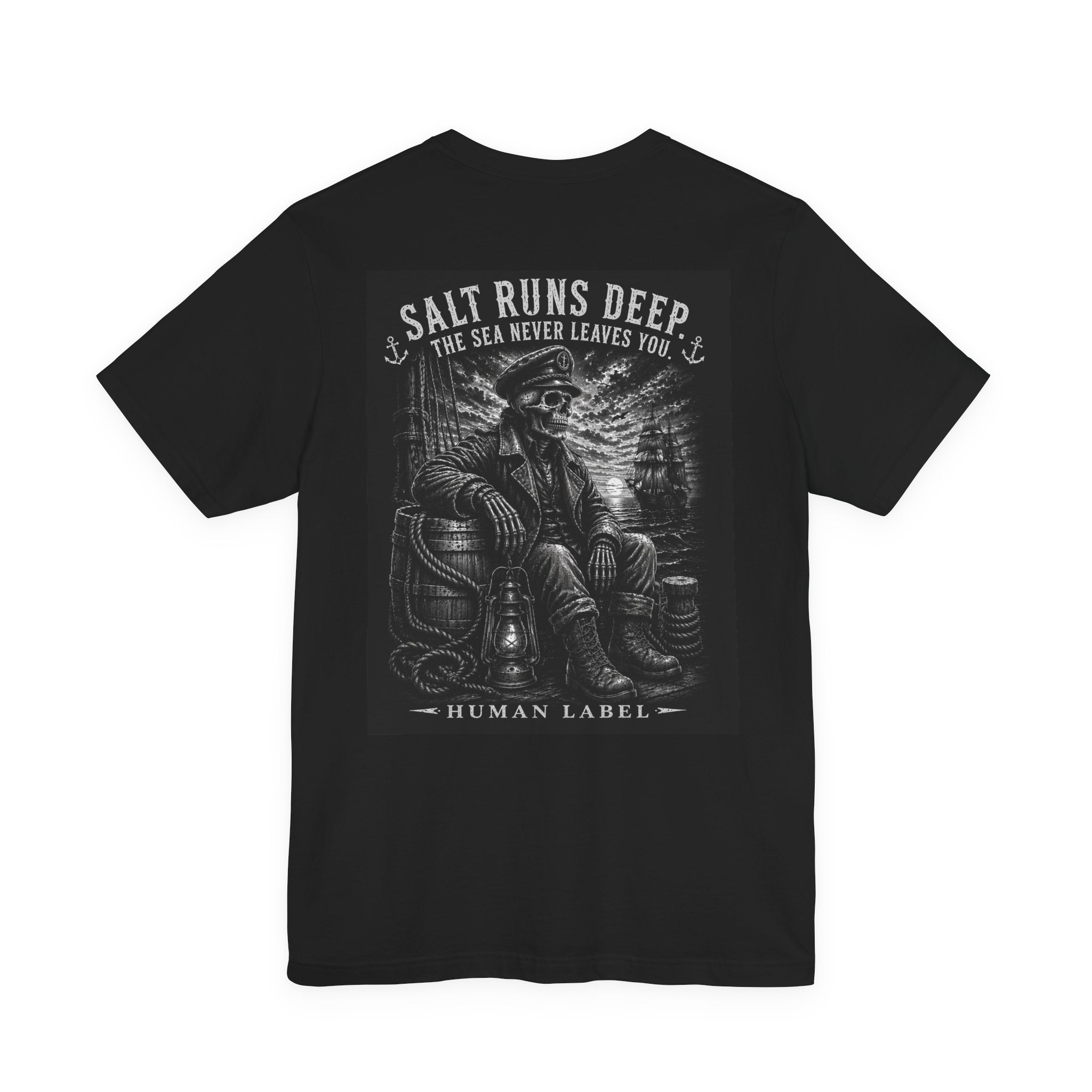 Salt Runs Deep | Navy Veteran T-Shirt | Sailor Skull Graphic Tee | Royal Navy Military Gift | Human Label