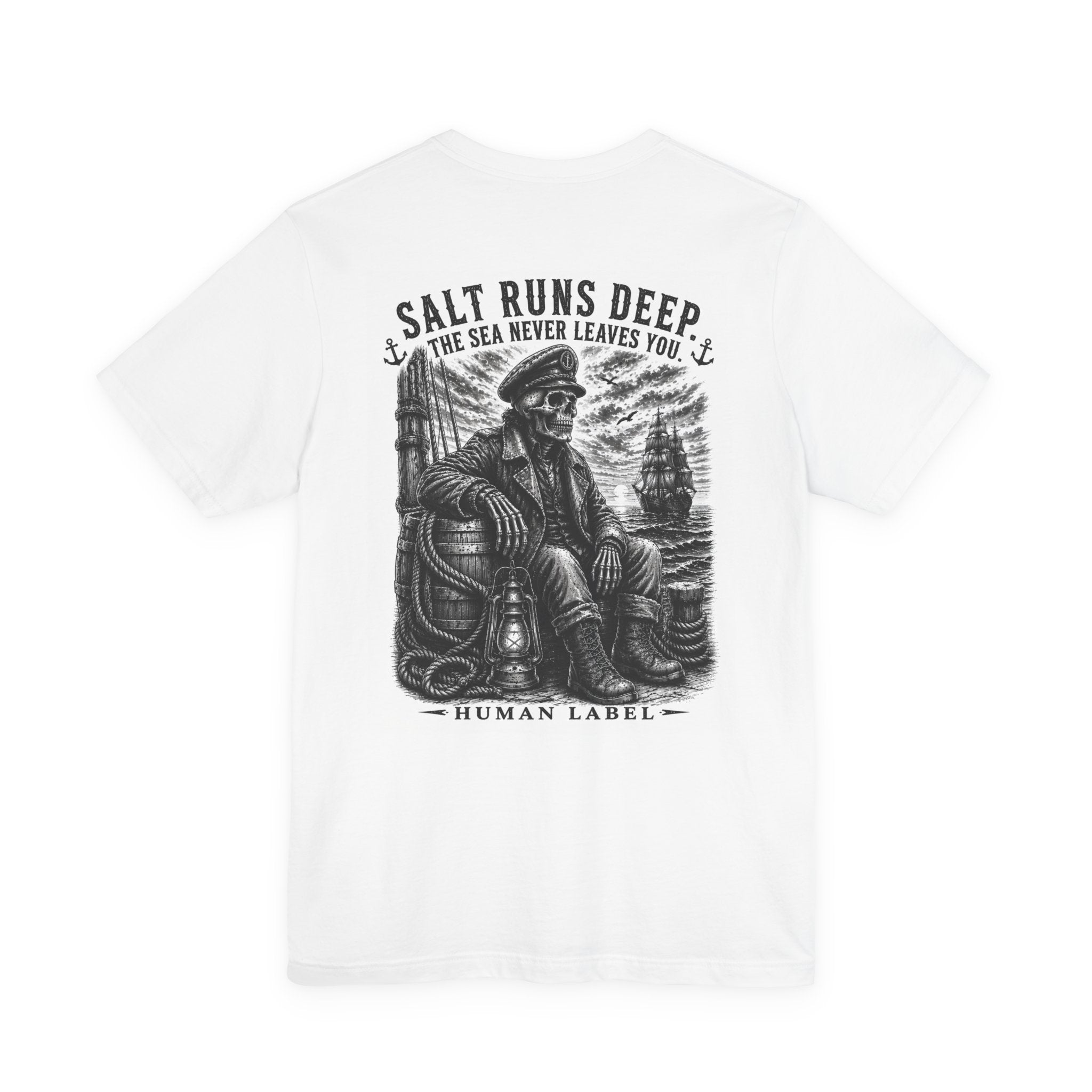 Salt Runs Deep | Navy Veteran T-Shirt | Sailor Skull Graphic Tee | Royal Navy Military Gift | Human Label