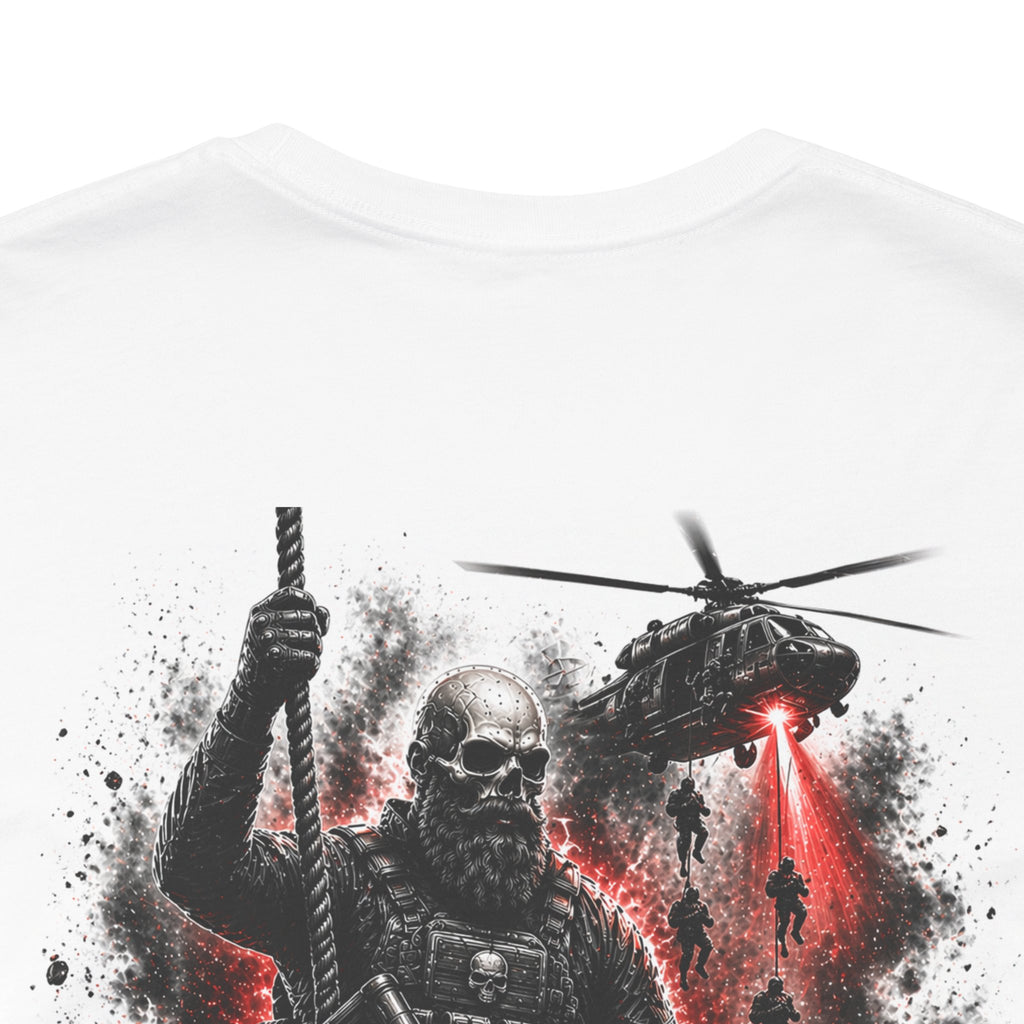 Straight Into Hell | Military Veteran Graphic T-Shirt | Special Forces Skull Tee | Army Airborne Gift | Human Label